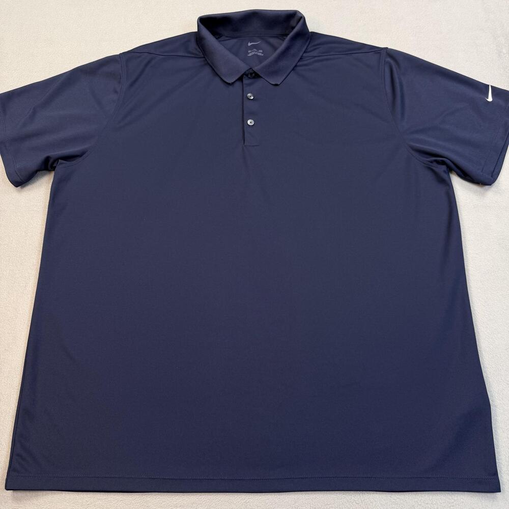 Nike Golf Polo Shirt Mens 2XL Blue Solid Short Sleeve Lightweight Performance